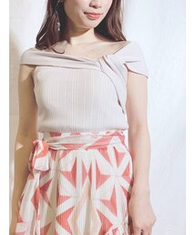 MERCURYDUO | アシメネックオフショルリブニット(ニット/セーター)