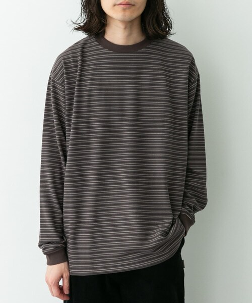 URBAN RESEARCH Sonny Label（アーバンリサーチサニーレーベル）の「ふわもちストレッチロングスリーブTEE（Tシャツ/カットソー・メンズ・オフ/チャコール/ボーダー・M/L/XL）」の20枚目の写真
