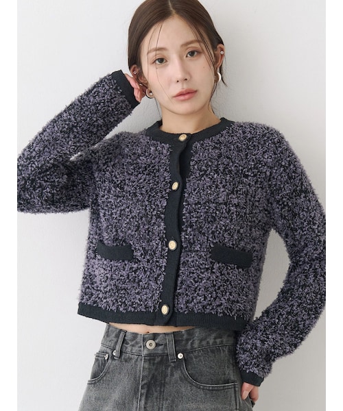 CALNAMUR（カルナムール）の「ファンシーヤーンクラシカルニットカーディガン（カーディガン/ボレロ・レディース・ホワイト/ブラック/ピンク/アイスブルー/ミックス・F）」の7枚目の写真