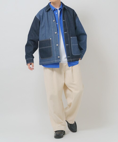 ITEMS URBANRESEARCH（アイテムズ アーバンリサーチ）の「ヒッコリー×デニム切替ワークジャケット（デニムジャケット・メンズ・BLK/NVY・M/L）」の16枚目の写真