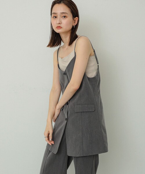 SENSE OF PLACE by URBAN RESEARCH(センスオブプレイスバイアーバンリサーチ)の「テーラードキャミチュニック(チュニック・レディース・BRN×PPL/BLACK/GRAY・one)」の14枚目の写真