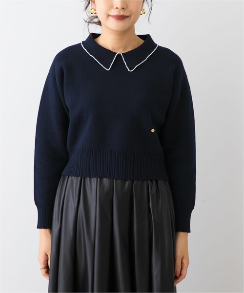 URBAN RESEARCH ROSSO（アーバンリサーチロッソ）の「F by ROSSO　コットンカシミヤ衿パールニット（ニット/セーター・レディース・OFF WHITE/GRAY/NAVY・Free）」の21枚目の写真
