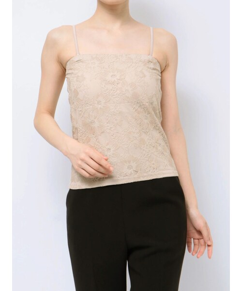 MERCURYDUO（マーキュリーデュオ）の「2WAYカップ付レースベアインナー（キャミソール・レディース・オフホワイト/ブラック/ベージュ・F）」の9枚目の写真