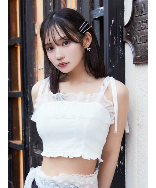 EATME（イートミー）の「ショルダーリボンベアビスチェ（キャミソール・レディース・オフホワイト/グリーン/ブルー・F）」の2枚目の写真