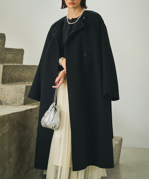 ROPE'（ロペ）の「【一部店舗限定】【REALM（レルム）】DOUBLE-FACED LONG COAT｜ロングコート（その他アウター・レディース・ブラック/チャコール・36/38）」の8枚目の写真