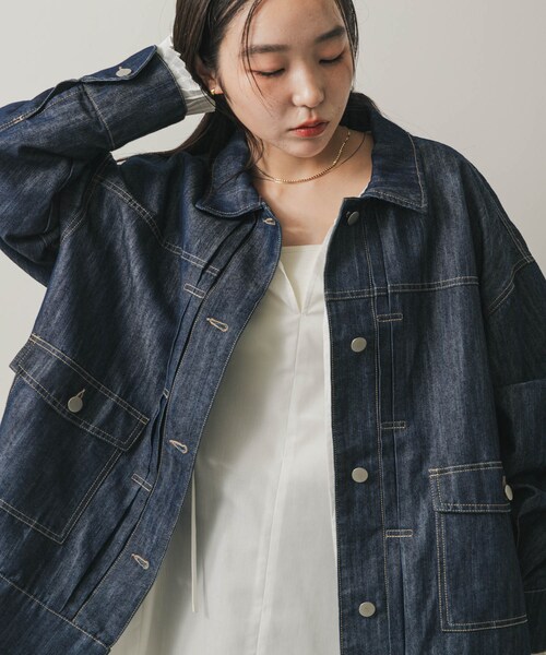 SENSE OF PLACE by URBAN RESEARCH（センスオブプレイスバイアーバンリサーチ）の「ルーズデニムジャケット（デニムジャケット・レディース・BLACK/ONE WASH・one）」の2枚目の写真