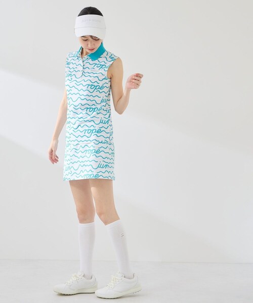 ROPE'(ロペ)の「ウェーブボーダー柄ノースリーブポロ/UV・吸水速乾(ポロシャツ・レディース・ブラック/ホワイト/オレンジ・L/M/S)」の13枚目の写真
