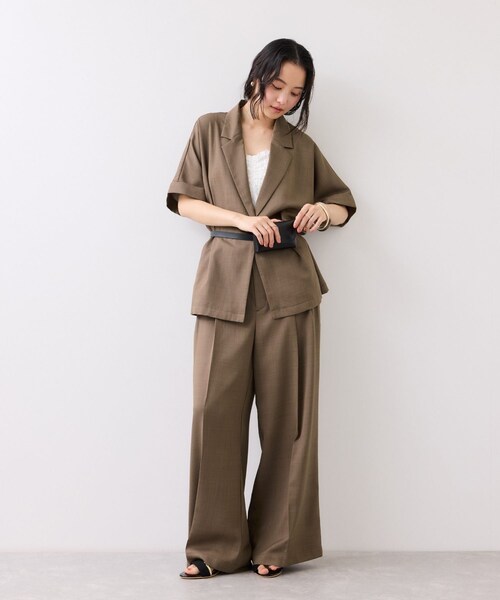 VIS(ビス)の「Light Airyシングルドルマンサマージャケット/UVケア・接触冷感・吸水速乾(テーラードジャケット・レディース・ブラック/キナリ/カーキ系・F)」の10枚目の写真