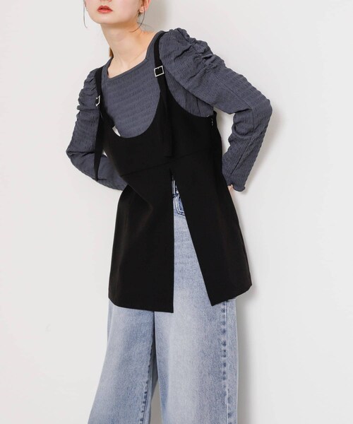 SENSE OF PLACE by URBAN RESEARCH（センスオブプレイスバイアーバンリサーチ）の「スリットキャミソールトップ（その他トップス・レディース・GRAY/BLACK/BEIGE・one）」の8枚目の写真