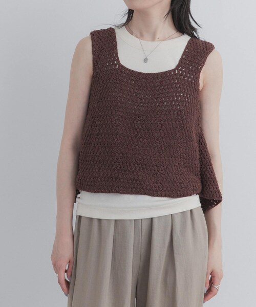 URBAN RESEARCH DOORS（アーバンリサーチドアーズ）の「『別注』AFLOAH×DOORS　KNIT TUNK TOP（タンクトップ・レディース・BLACK/BROWN・One）」の10枚目の写真