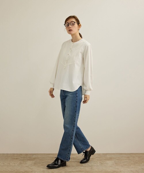 ROPE'(ロペ)の「【洗える】布帛コンビシャツカットソー(Tシャツ/カットソー・レディース・ブラック/ホワイト・F)」の4枚目の写真