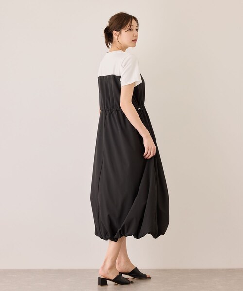 Jayro（ジャイロ）の「半袖ドッキングバルーンワンピース（ワンピース・レディース・ブラック/チャコール/カーキ・M）」の6枚目の写真