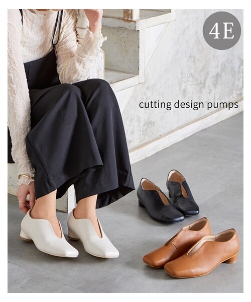 nissen（ニッセン）の「【ゆったり幅広】カッティングデザインパンプス（低反発中敷）（ワイズ４Ｅ）（パンプス・メンズ・黒/アイボリー/キャメル/グレージュ・M=23.0~23.5cm/4E/L=24.0~24.5cm/4E/LL=25.0~25.5cm/4E/3L=26.0~26.5cm/4E）」の4枚目の写真