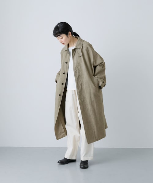 かぐれ（カグレ）の「コットンリネンステンカラーコート（ステンカラーコート・レディース・PURPLE/BEIGE・FREE）」の5枚目の写真