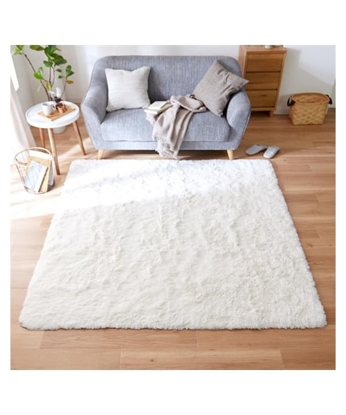 nissen（ニッセン）の「優しいオフホワイトのふわふわシャギーラグ（ラグ/マット・メンズ・オフホワイト・約130×185(5mm)）」の2枚目の写真