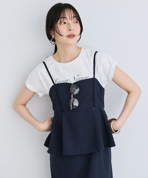 VIS(ビス)の「美easyリネンライクペプラム切替キャミワンピ/ イージーケア・接触冷感・セットアップ対応(ワンピース・レディース・グレー/ネイビー/サックス・F)」の17枚目の写真
