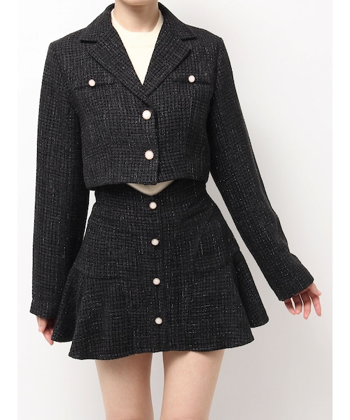 EATME（イートミー）の「【SETUP】ツイード テーラードジャケット（テーラードジャケット・レディース・アイボリー/グレー/ブラック/オレンジ・F）」の2枚目の写真