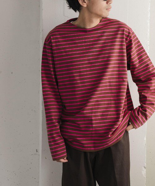 URBAN RESEARCH DOORS(アーバンリサーチドアーズ)の「FORK&SPOON ボートネックボーダー(Tシャツ/カットソー・メンズ・BRN×PNK/GRN×TUQ/YEL×PPL・4/5)」の9枚目の写真