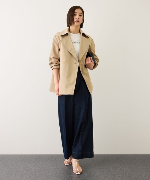 ROPE'（ロペ）の「【撥水加工】ライトミドル丈トレンチコート（トレンチコート・レディース・オフホワイト/ベージュ・F）」の7枚目の写真