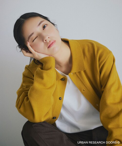 URBAN RESEARCH DOORS（アーバンリサーチドアーズ）の「『XLサイズ/WEB限定/仁村紗和さん着用』『UR TECH 200日ニット』シャツ カーディガン（カーディガン/ボレロ・メンズ・YEL KHK/BROWN/CHARCOAL/L/GRY/BLUE GREEN・M/L/XL）」の9枚目の写真