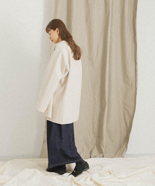 URBAN RESEARCH Sonny Label（アーバンリサーチサニーレーベル）の「ニットメルトンミドルコート（ノーカラージャケット・レディース・GRAY/NAVY/ECRU・FREE）」の11枚目の写真