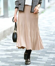 nissen | 大きいサイズニットプリーツスカート（ゆったりヒップ）(スカート)