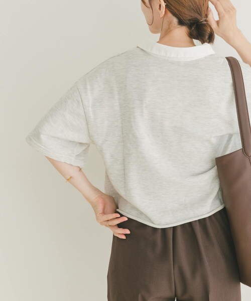 ITEMS URBANRESEARCH（アイテムズ アーバンリサーチ）の「ミニ裏毛スキッパーポロ（ポロシャツ・レディース・GRY/BRN・FREE）」の6枚目の写真