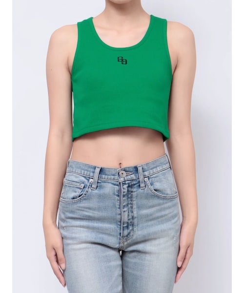 GYDA（ジェイダ）の「GG embroidery テレコタンクトップ（タンクトップ・レディース・グリーン/オフホワイト/ブラック・F）」の3枚目の写真