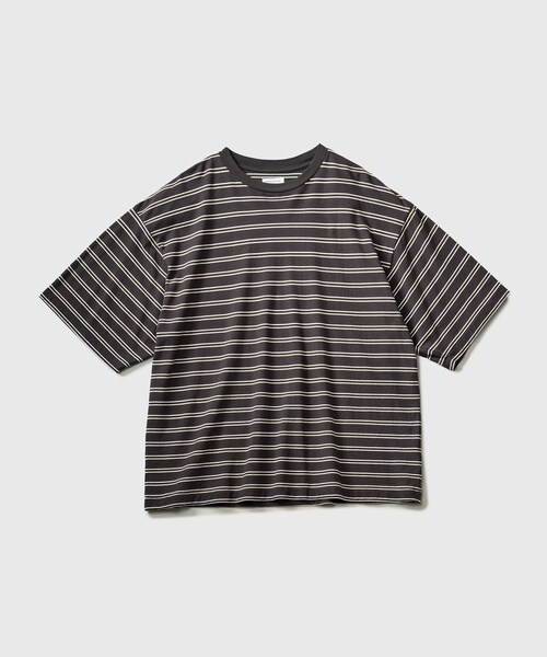 ADAM ET ROPE'（アダムエロペ）の「【KAPTAIN SUNSHINE/キャプテンサンシャイン】Hard Twisted Stripe Jersey Half-sleeve Tee（Tシャツ/カットソー・メンズ・グレー/ダークブラウン/パープル・3/4）」の4枚目の写真