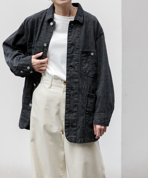 URBAN RESEARCH DOORS(アーバンリサーチドアーズ)の「FORK&SPOON 綿麻デニムカバーオール(カバーオール・レディース・BLACK/ONEWASH・1)」の11枚目の写真