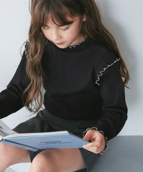 ROPE' PICNIC(ロペピクニック)の「【KIDS/キッズ】プチフリル配色テレコトップス(Tシャツ/カットソー・レディース・ブラック/キナリ/ラベンダー系・L/M/S)」の13枚目の写真