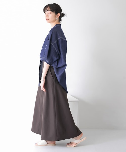 KBF（ケイビーエフ）の「ツイルフレアロングスカート（スカート・レディース・L.KHAKI/L.LIME/D.CHARCOAL・one）」の9枚目の写真