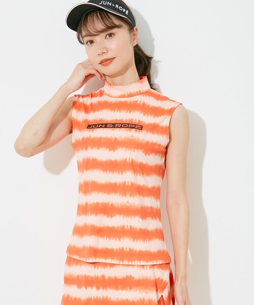 ROPE'（ロペ）の「【セットアップ対応】【UV】【吸水速乾】タイダイボーダーノースリーブプルオーバー（Tシャツ/カットソー・レディース・ブラック/ネイビー/オレンジ・L/M/S）」の7枚目の写真