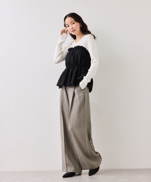 VIS（ビス）の「サマーツイードリボンベルトパンツ/UVケア・イージーケア（その他パンツ・レディース・チャコール/グレー/ベージュ系・M/S/SS）」の19枚目の写真