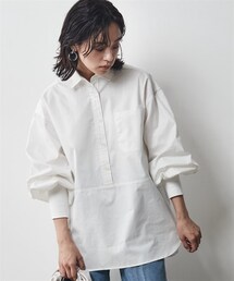 CHIC STYLE | 大きいサイズ袖口リブパフスリーブプルオーバーシャツシックスタイル(シャツ/ブラウス)