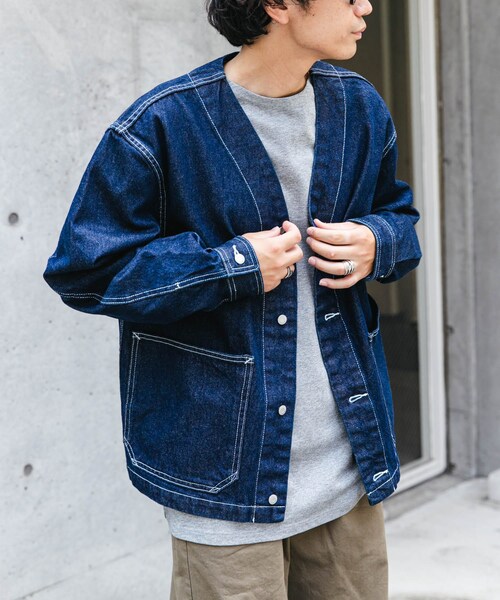 URBAN RESEARCH DOORS（アーバンリサーチドアーズ）の「FORK&SPOON　JFデニムノーカラージャケット（デニムジャケット・メンズ・ONEWASH/USED・4/5）」の4枚目の写真