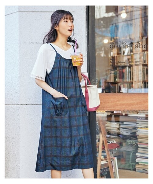 nissen（ニッセン）の「大きいサイズ夏にぴったり綿混ひんやりデニムジャンパースカート（接触冷感・抗菌防臭）（ワンピース・レディース・チェック/花柄/インディゴブルー無地・L/LL/3L/4L/5L/6L/8L/10L）」の7枚目の写真