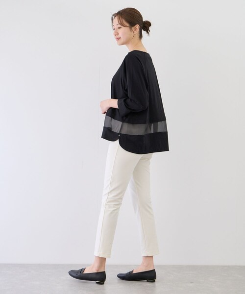 Jayro(ジャイロ)の「Wシルケットシアーラインプルオーバー(Tシャツ/カットソー・レディース・ブラック/ホワイト系・F)」の9枚目の写真
