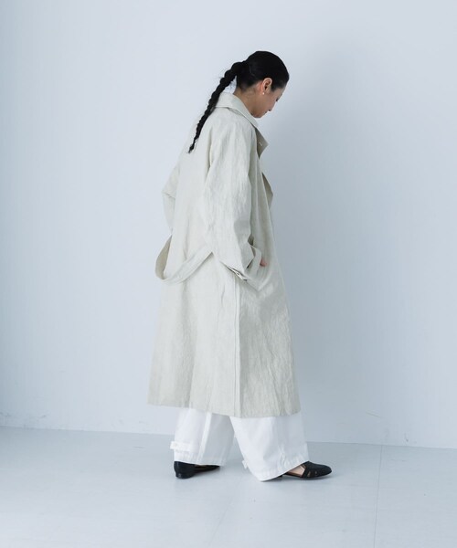 かぐれ（カグレ）の「『ユニセックス』コットンリネンオーバートレンチコート（ステンカラーコート・レディース・L/BEIGE/BEIGE・1/2）」の6枚目の写真