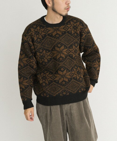 EKAL（エカル）の「ノルディックニットプルオーバー（ニット/セーター・メンズ・ブラウン/レッド・M/L）」の6枚目の写真