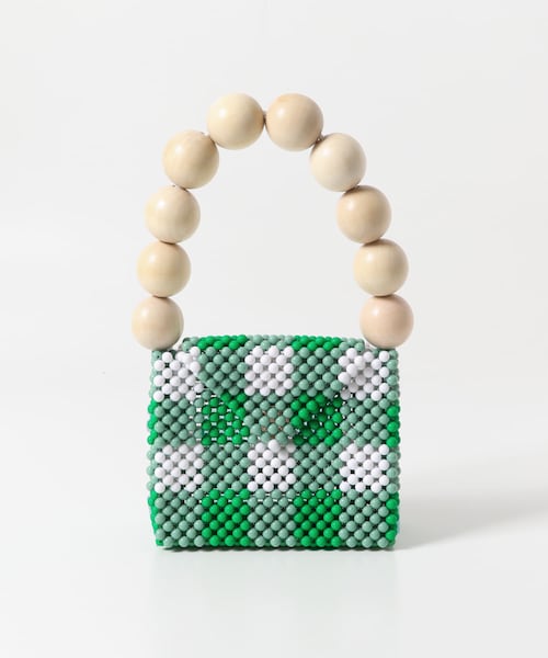URBAN RESEARCH DOORS(アーバンリサーチドアーズ)の「TOOS wood ball handbag(ハンドバッグ・レディース・green/chk・one)」の1枚目の写真
