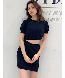 GYDA | SIDE OPEN ハーフスリーブスウェットワンピース(ワンピース)