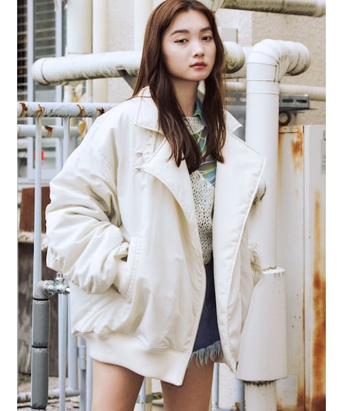 jouetie（ジュエティ）の「ライダースMA-1（MA-1・レディース・アイボリー/ブラック/ボルドー/カーキ・M）」の2枚目の写真