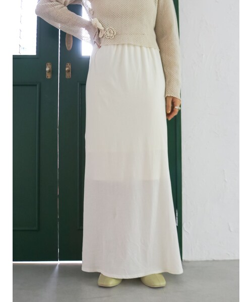 Ungrid（アングリッド）の「カシミヤ混アイラインスカート（スカート・レディース・オフホワイト/チャコールグレー/レッド・F）」の3枚目の写真