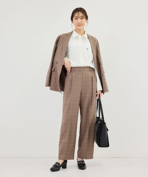 ROPE' PICNIC(ロペピクニック)の「メランジドビーチェックジャケット/セットアップ対応・防シワ・接触冷感(テーラードジャケット・レディース・ダークブラウン/ベージュ・F)」の22枚目の写真