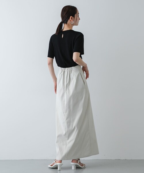 SENSE OF PLACE by URBAN RESEARCH（センスオブプレイスバイアーバンリサーチ）の「『洗濯可』プレートツキニットTシャツ(半袖)（ニット/セーター・レディース・IVORY/BLACK/GRAY・One）」の15枚目の写真