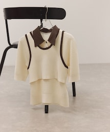 ADAM ET ROPE' | 【サステナブル】タンクコンビパターンポロニット(ポロシャツ)