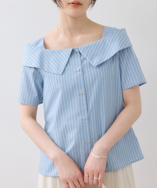 VIS（ビス）の「【夏トク価格】オフショルライクハーフスリーブブラウス/イージーケア（シャツ/ブラウス・レディース・ホワイト系/ダークブラウン系/ブルー系・F）」の16枚目の写真