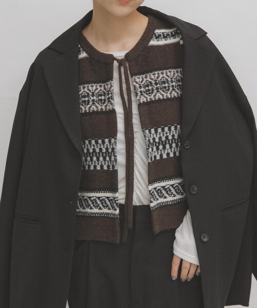 KBF（ケイビーエフ）の「ジャガードリメイクベスト（ベスト・レディース・NAVY/GRAY/BROWN・One）」の2枚目の写真