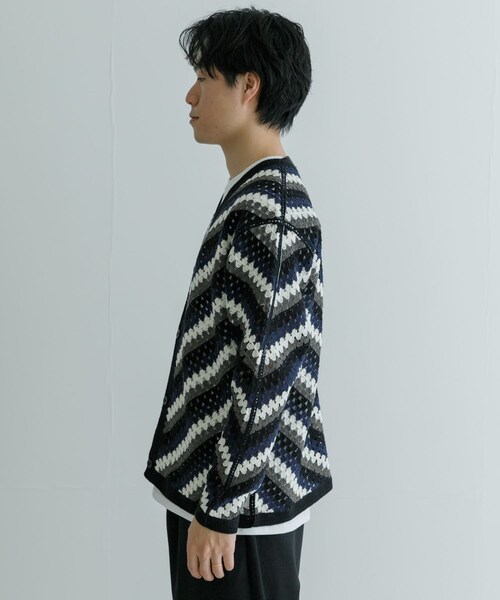 URBAN RESEARCH（アーバンリサーチ）の「URBAN RESEARCH iD　クロシェカーディガン（カーディガン/ボレロ・メンズ・BLACK/BROWN・M/L）」の9枚目の写真